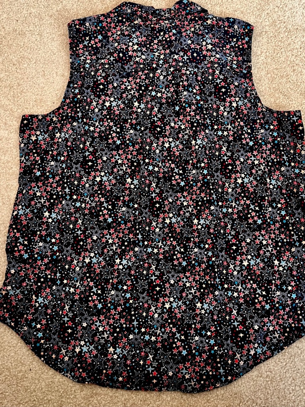 St. John’s Bay sleeveless Patriotic stars button-down shirt woman’s size XL - Picture 3 of 4